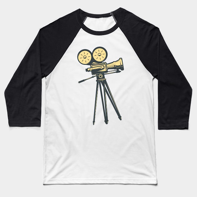 Retro Movie Camera Baseball T-Shirt by Islanr